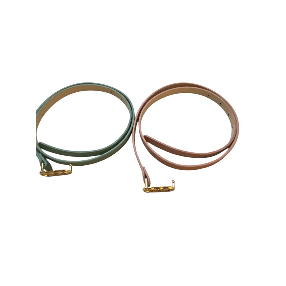 Belts Set Of 2 Matching Pink And Light Green - Picture 3 of 4